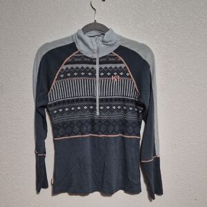 Kari Traa Blue and Gray Long Sleeve Wool Top